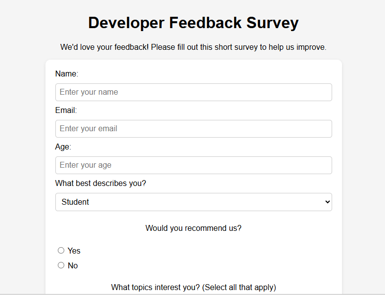 Developer Feedback Survey